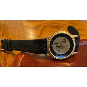 Unisex 32mm New Life Watch, Gold Tone with Black Leather Band
